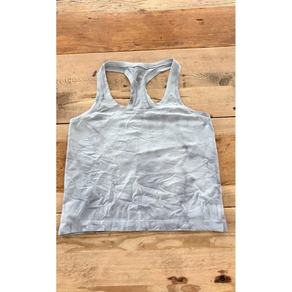 Lululemon Swiftly Tech Racerback Tank Top 2.0 Gray Tie Dye Waist Length Size 8
